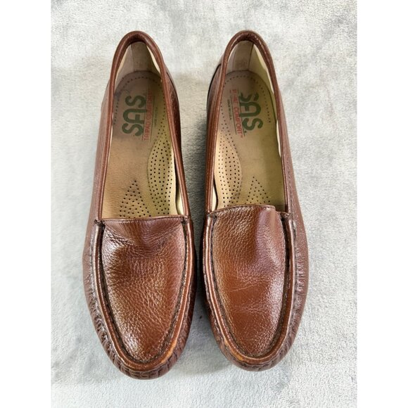 SAS Womens 8 brown leather slip on loafers tripad comfort - Picture 1 of 16